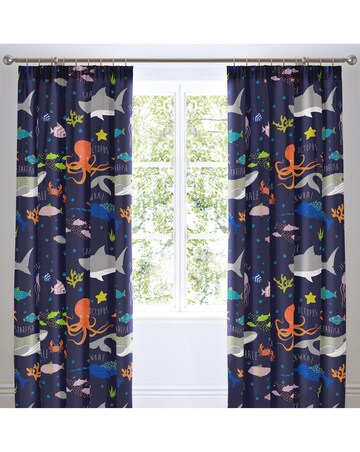 Bedlam Sea Life Pencil Pleat Curtains