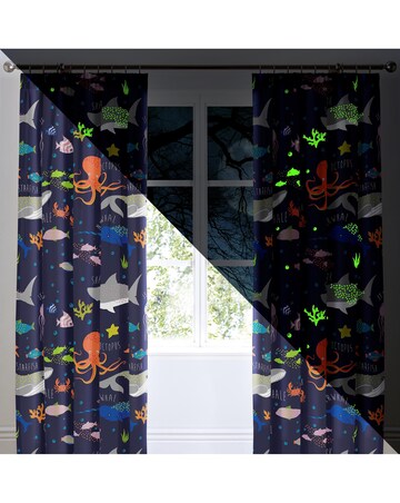 Bedlam Sea Life Pencil Pleat Curtains