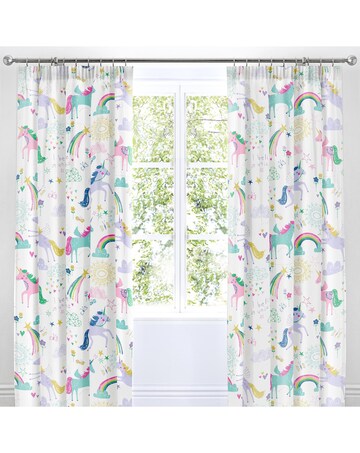 Bedlam Rainbow Unicorn Pencil Pleat Curtains
