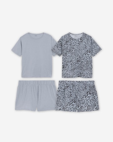 Simply Be (2 Pack) Value Pyjama Shortie Sets Grey Leopard