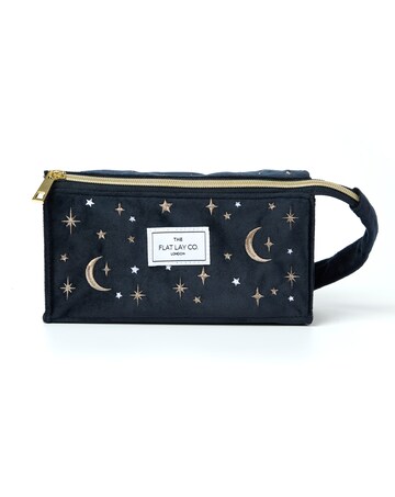 The Flat Lay Co.Velvet Makeup Box Bag in Celestial Indigo