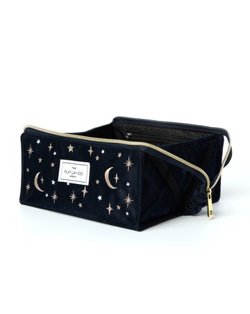The Flat Lay Co.Velvet Makeup Box Bag in Celestial Indigo