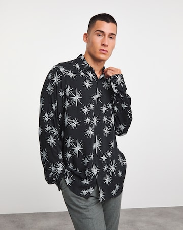 Long Sleeve Fireworks Print Shirt