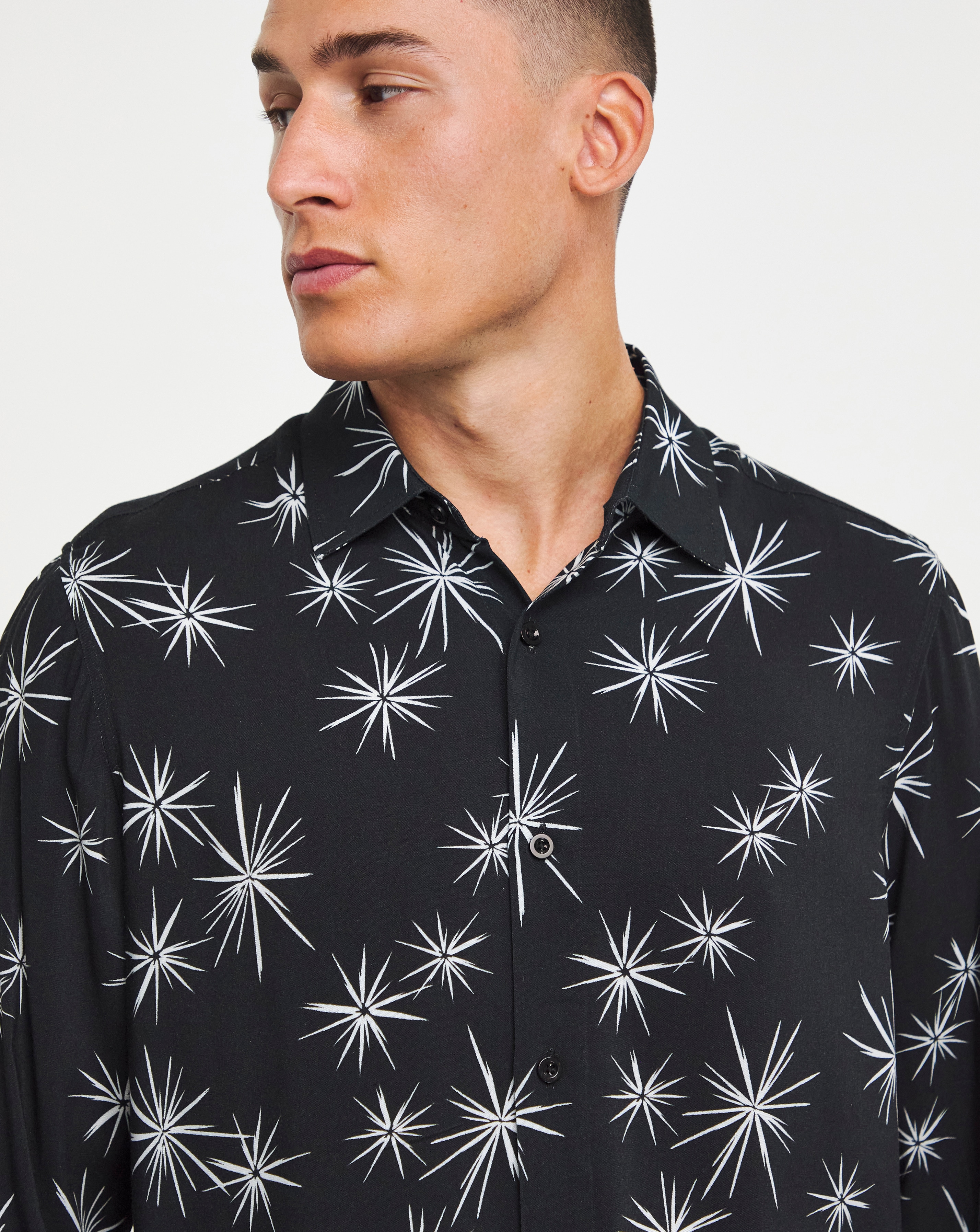 Long Sleeve Fireworks Print Shirt