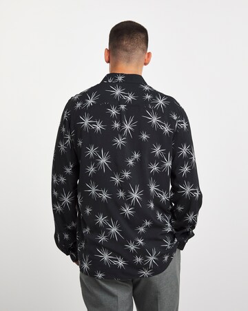 Long Sleeve Fireworks Print Shirt