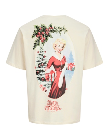 Jack & Jones Christmas Back Graphic T-Shirt - Cream
