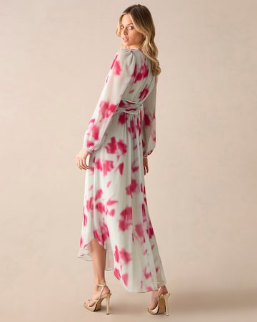 Ro&Zo Smudge Floral Plunge Maxi Dress