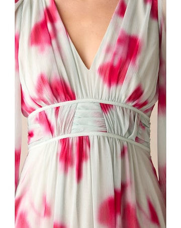 Ro&Zo Smudge Floral Plunge Maxi Dress