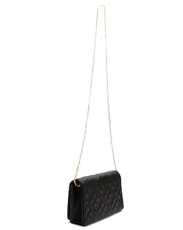 Love Moschino Diamond Quilt Flapover Black Cross-Body Bag