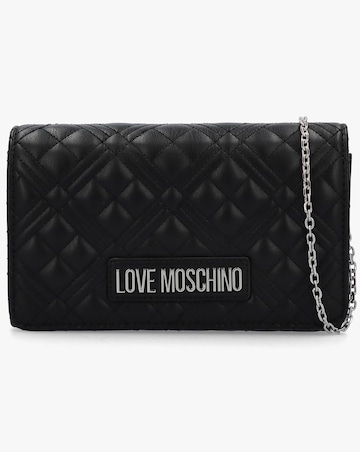 Love Moschino Diamond Quilt Flapover Black Cross-Body Bag
