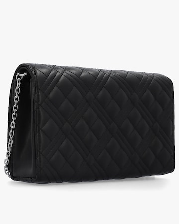 Love Moschino Diamond Quilt Flapover Black Cross-Body Bag