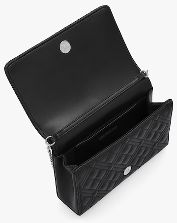 Love Moschino Diamond Quilt Flapover Black Cross-Body Bag