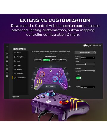Turtle Beach Afterglow Wave Wired RGB Gaming Controller for Xbox & PC - Purple