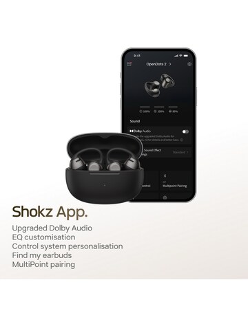 Shokz OpenDots 2 Clip-On Open-Ear True Wireless Earbuds - Black