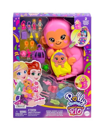 Polly Pocket Large Wearable Momma Monkey & Baby Playset