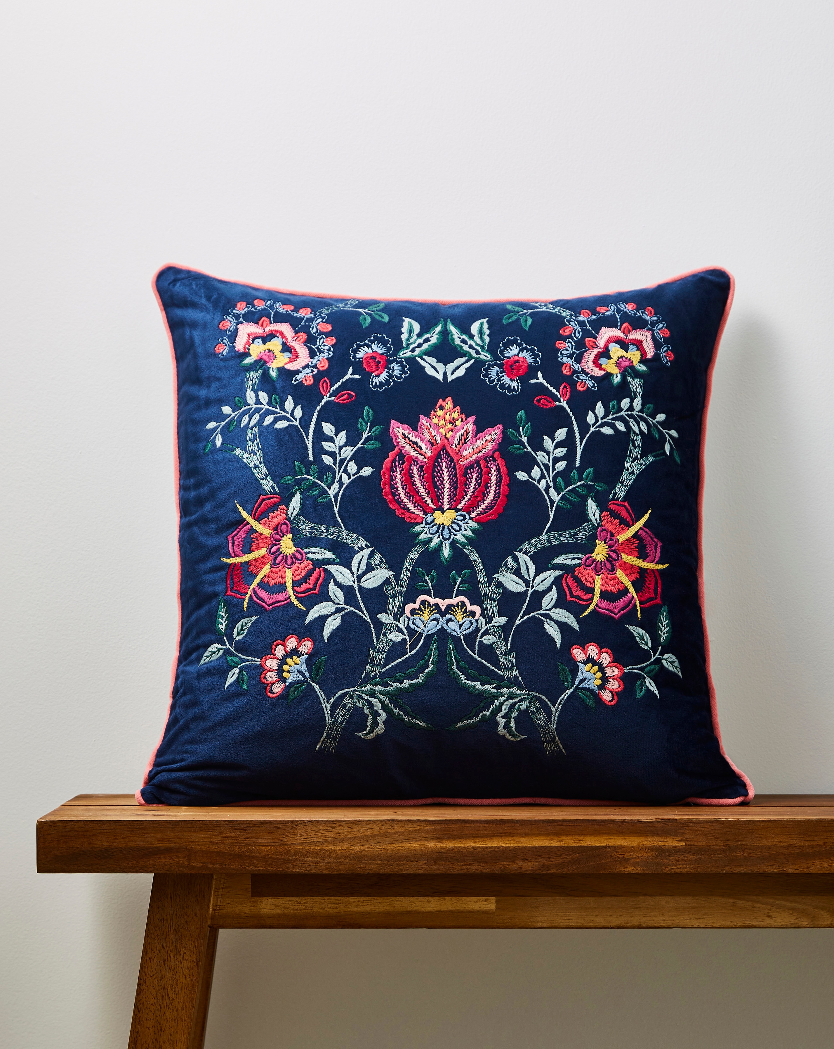 Estelle Embroidered Velvet Cushion