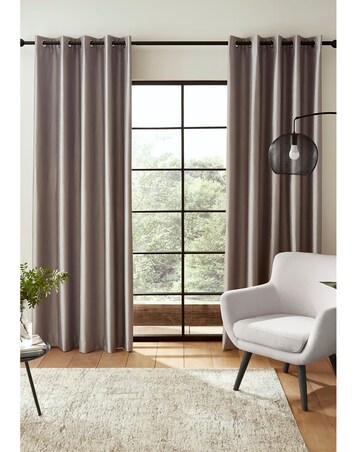 Catherine Lansfield Faux Silk Blackout Eyelet Curtains