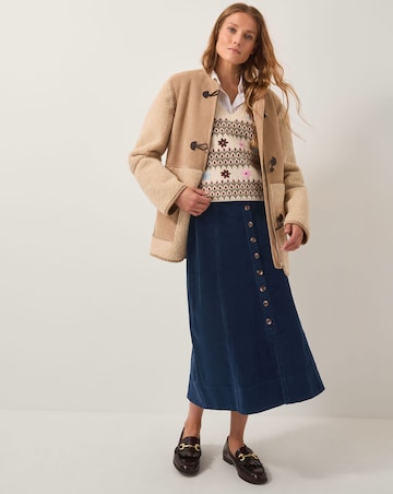 Monsoon Jamie Button Corduroy Midi Skirt
