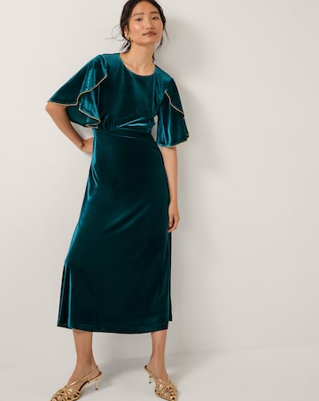 Monsoon Cecelia Velvet Cape Midi Dress