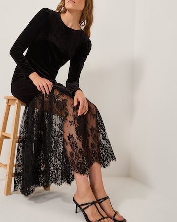 Monsoon Verity Velvet Lace Maxi Dress