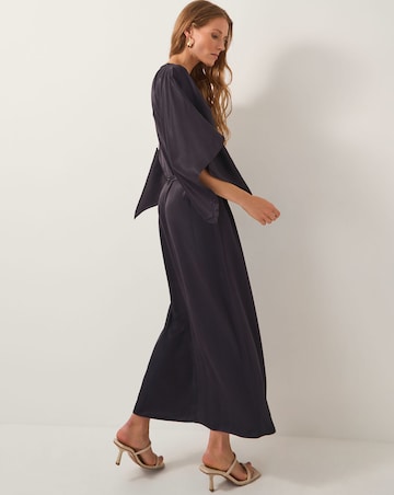 Monsoon Emilia Floral Satin Kimono Dress