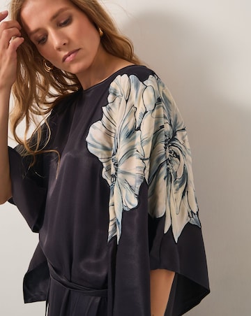Monsoon Emilia Floral Satin Kimono Dress