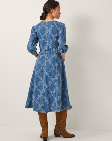 Monsoon Hailsey Floral Denim Midi Dress