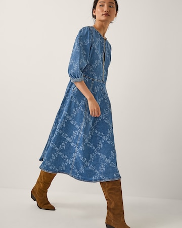 Monsoon Hailsey Floral Denim Midi Dress
