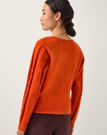 Monsoon Enya Floral Cable Knit Cardigan