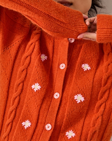 Monsoon Enya Floral Cable Knit Cardigan
