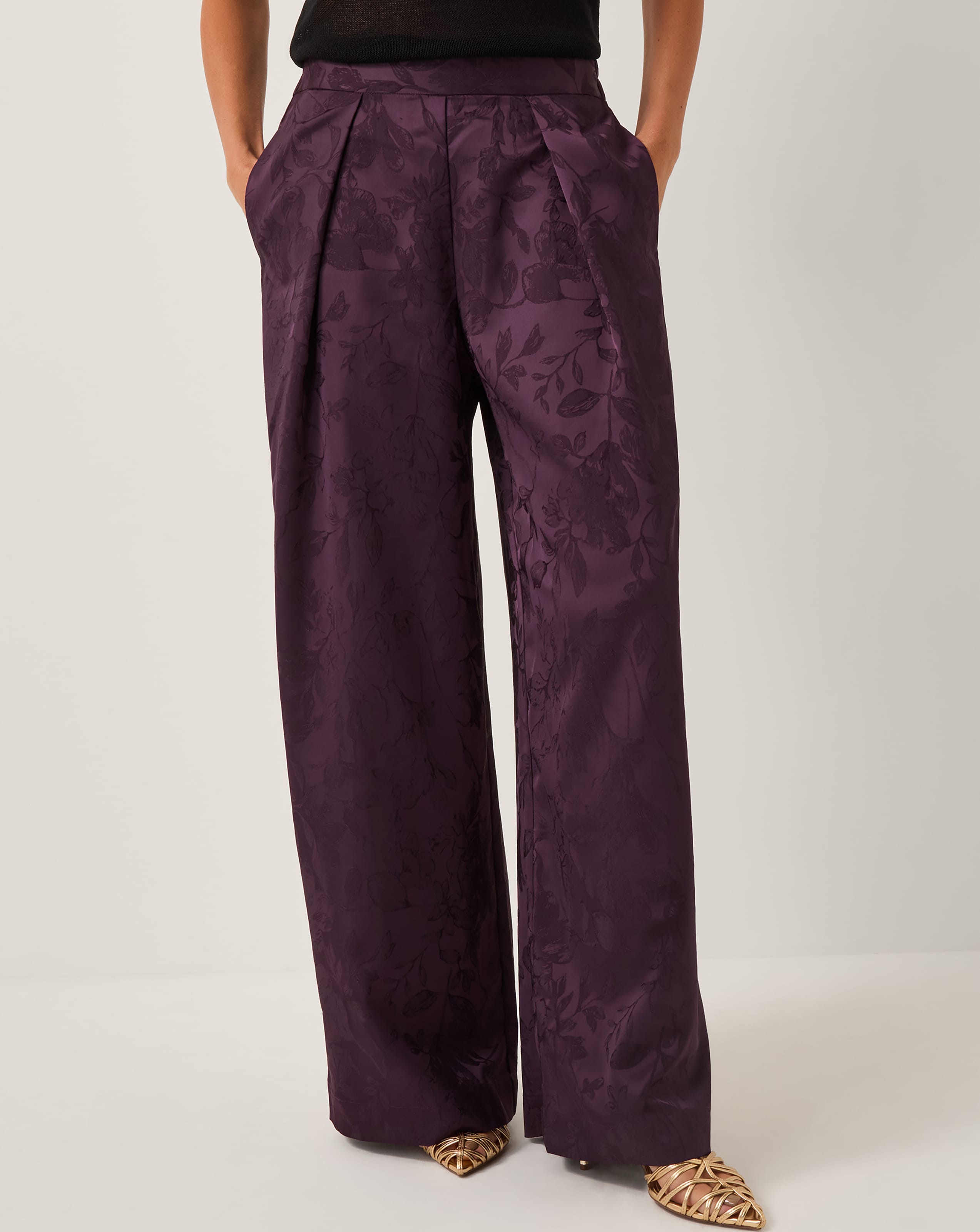 Monsoon Rory Floral Satin Trousers