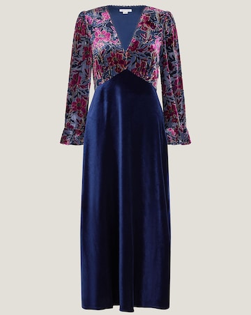 Monsoon Milena Floral Velvet Midi Dress