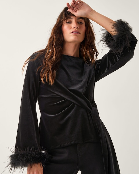 Monsoon Freya Feather Velvet Top