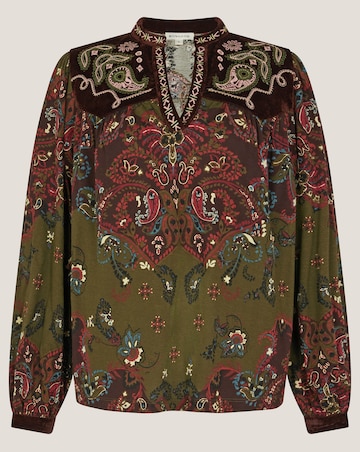 Monsoon Jemima Paisley Print Jersey Top