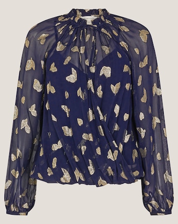 Monsoon Angela Leaf Print Wrap Blouse