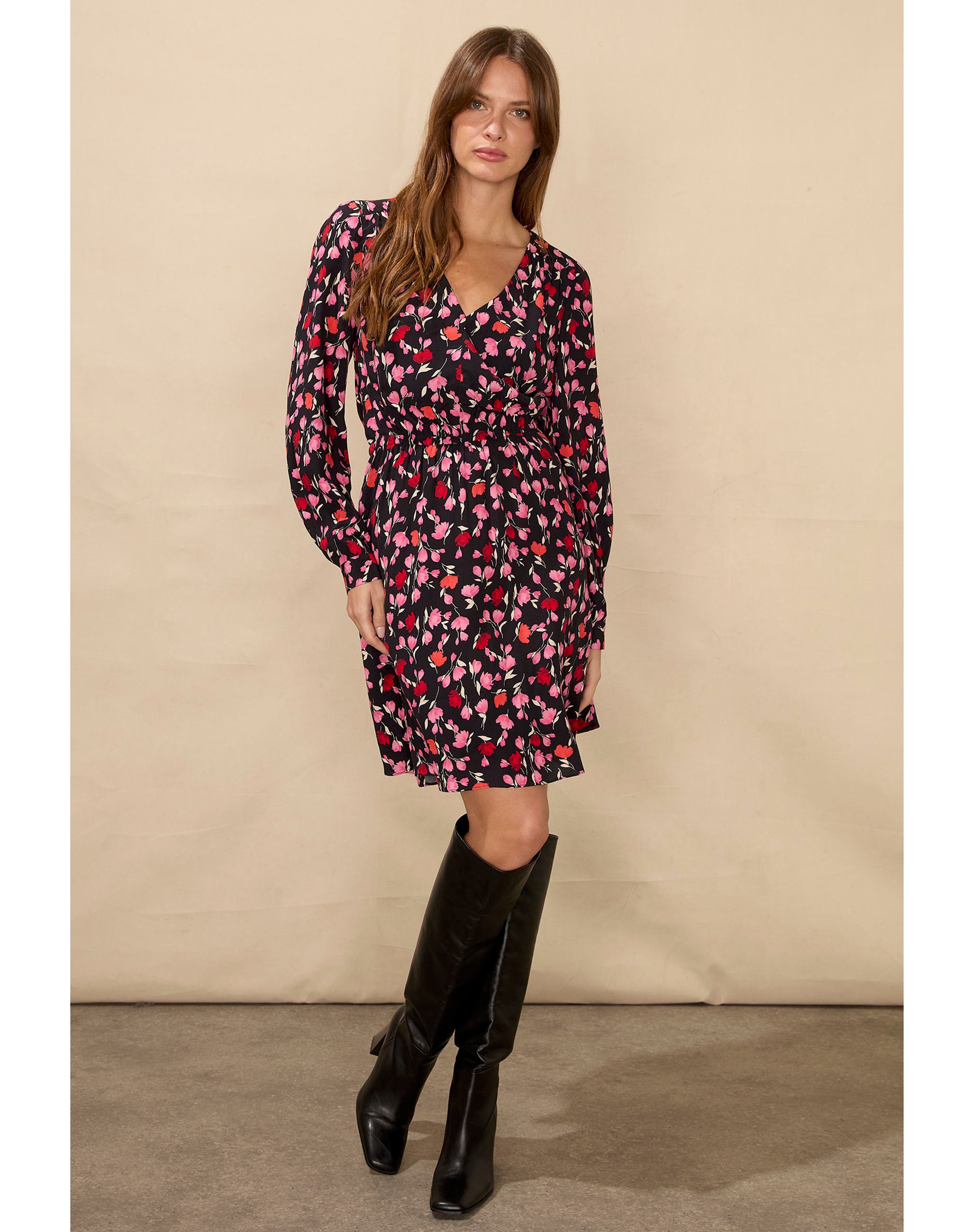 Ro&Zo Ditsy Rose Keyhole Dress