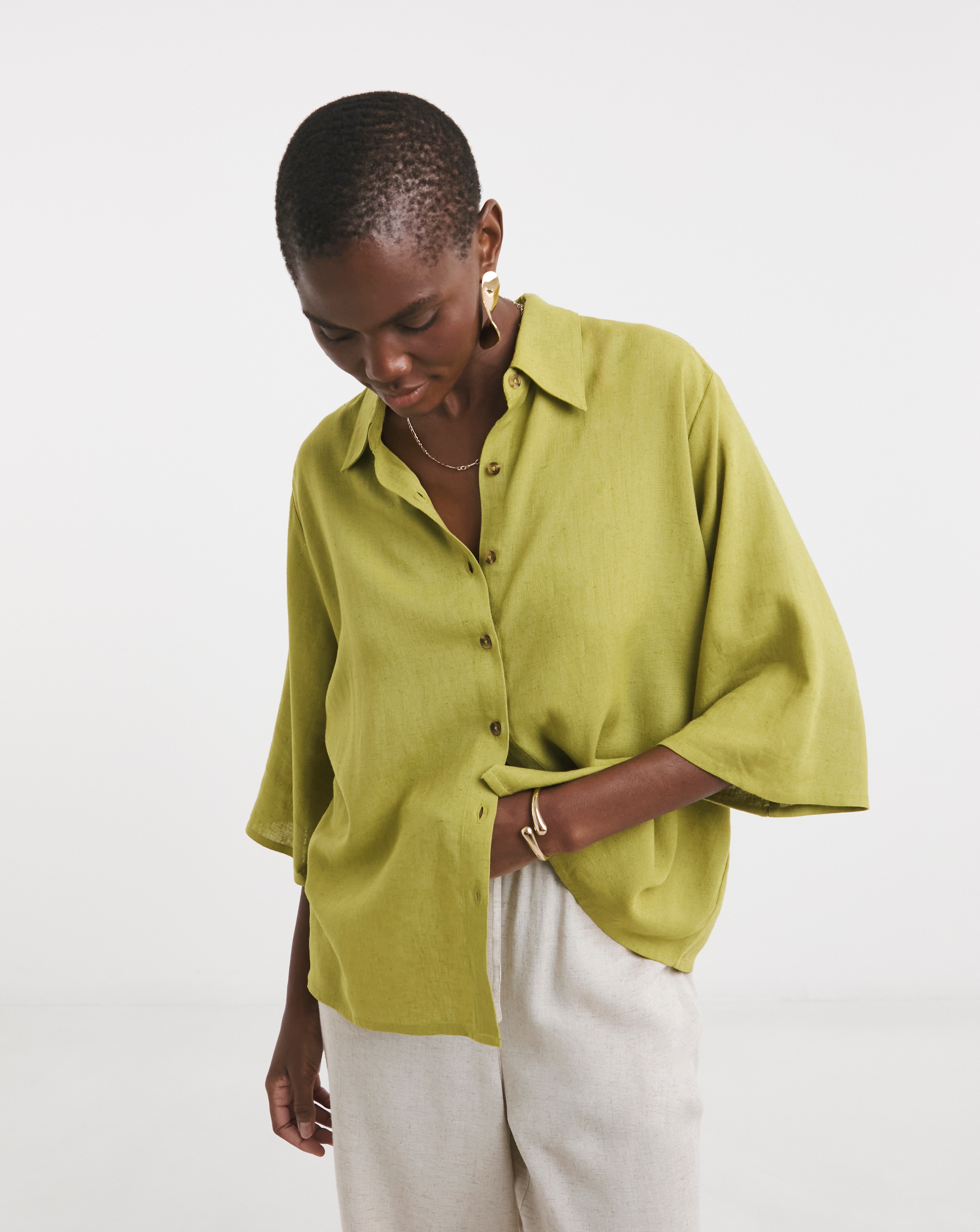 Linen Mix Half Sleeve Shirt