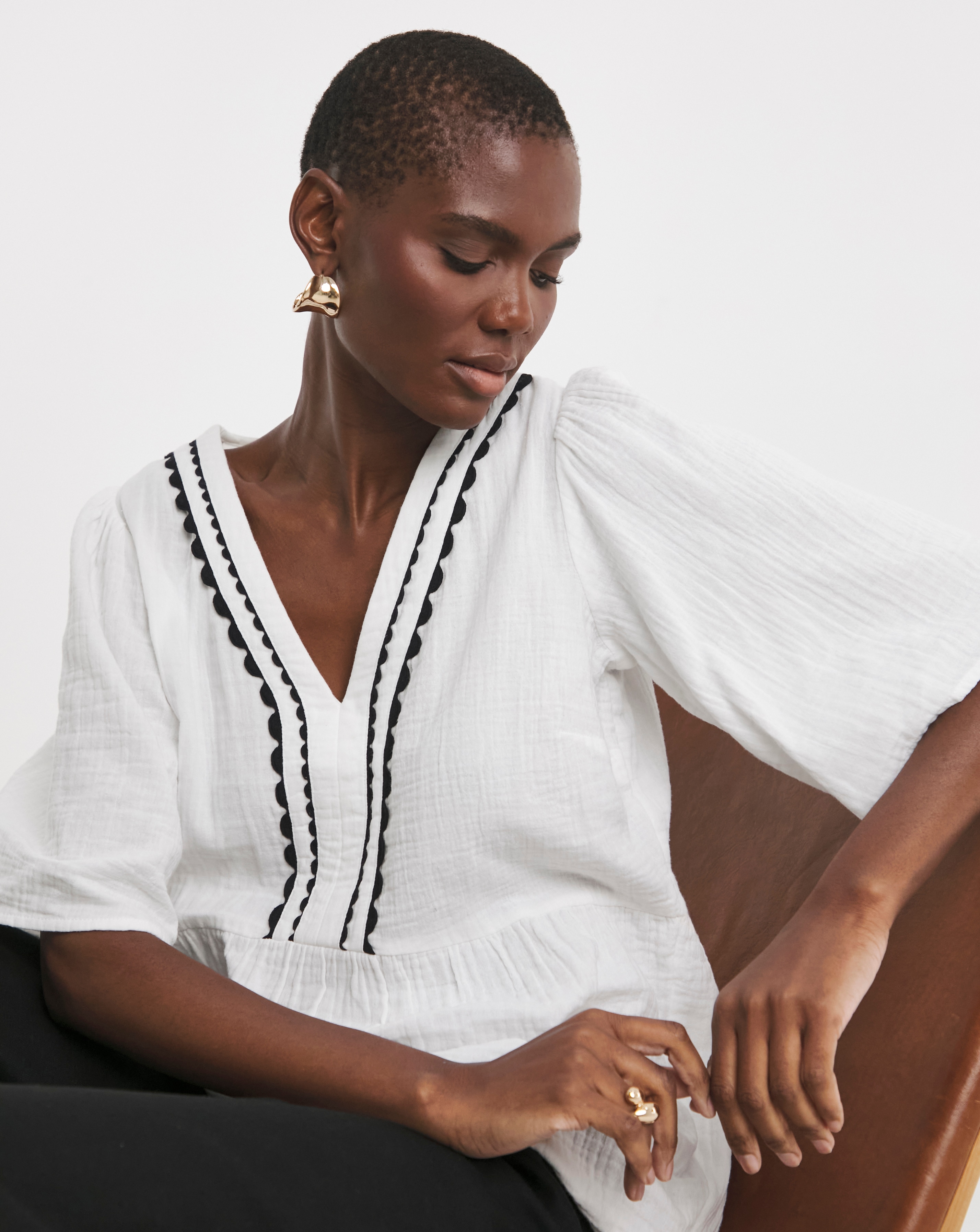 Trim Detail Smock Top