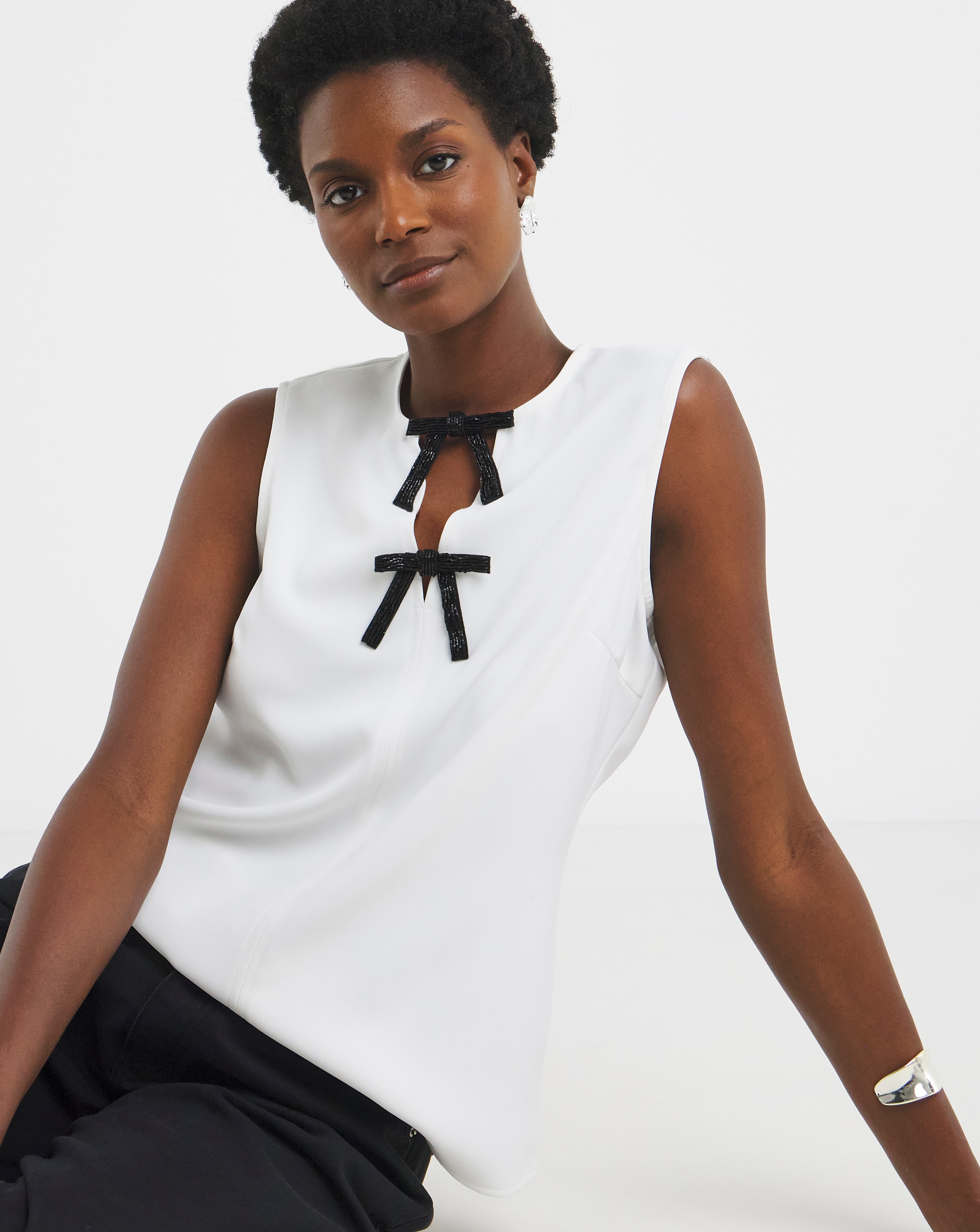 Embellished Bow Detail Vest