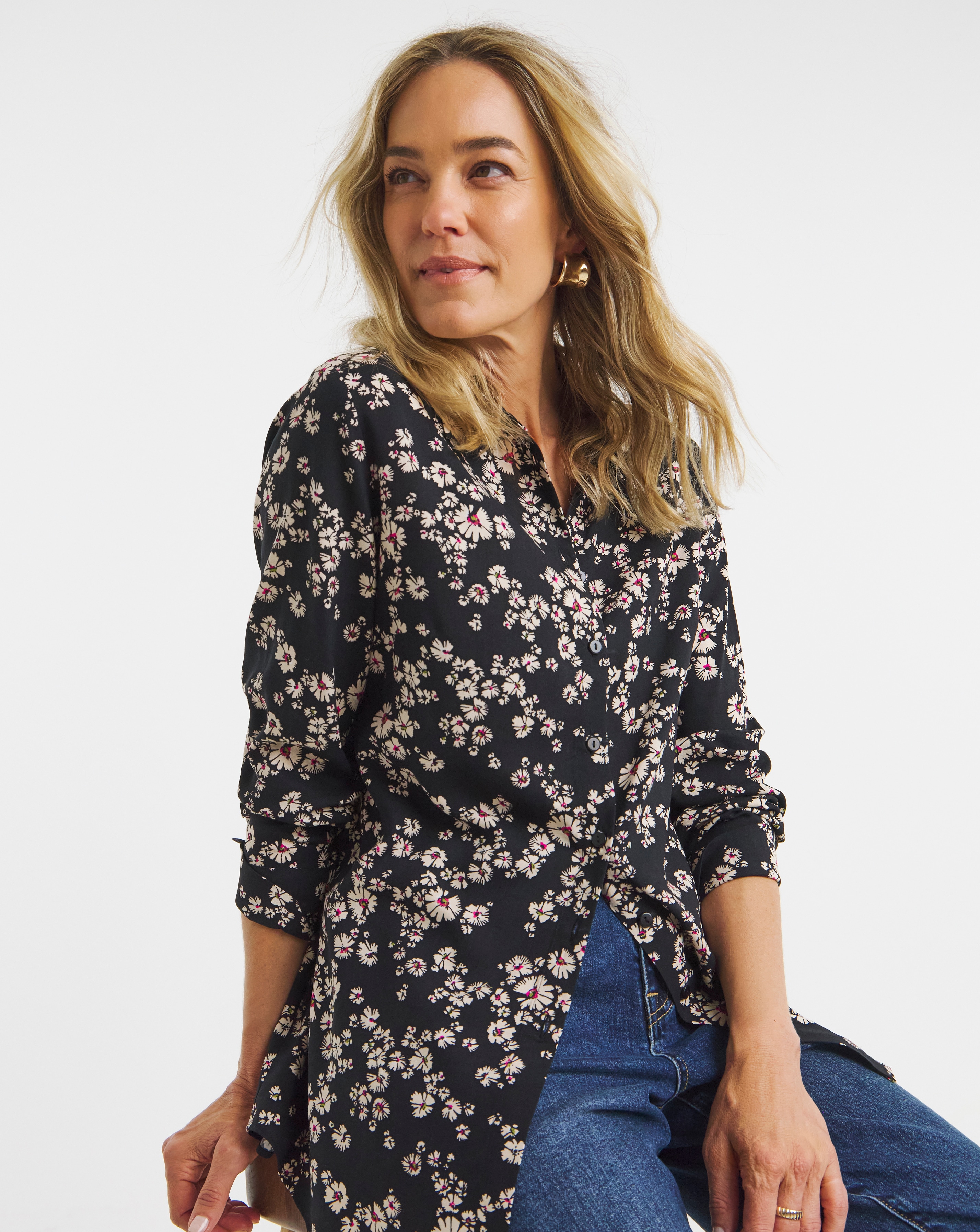 Dipped Back Viscose Shirt