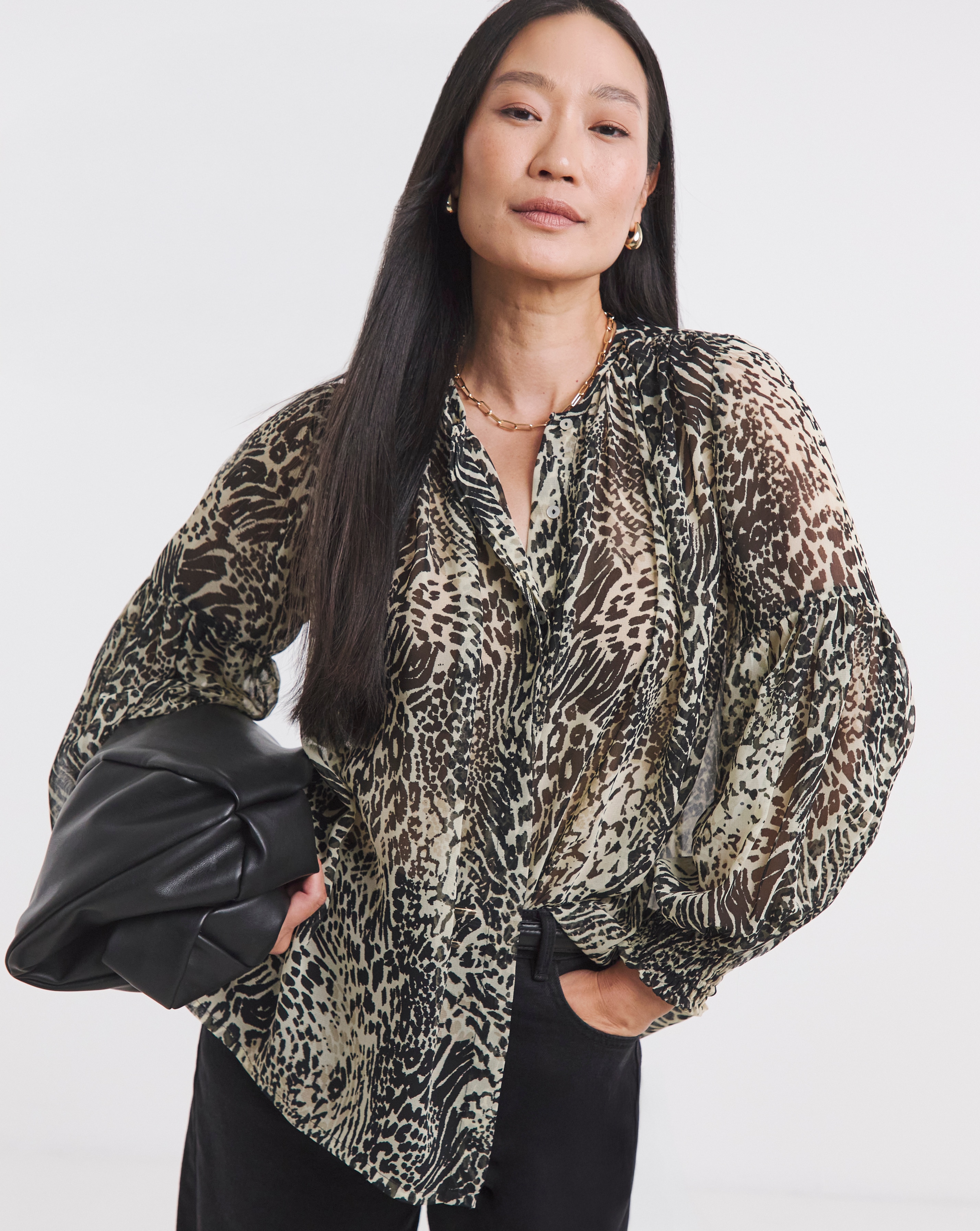 Georgette Collarless Blouse