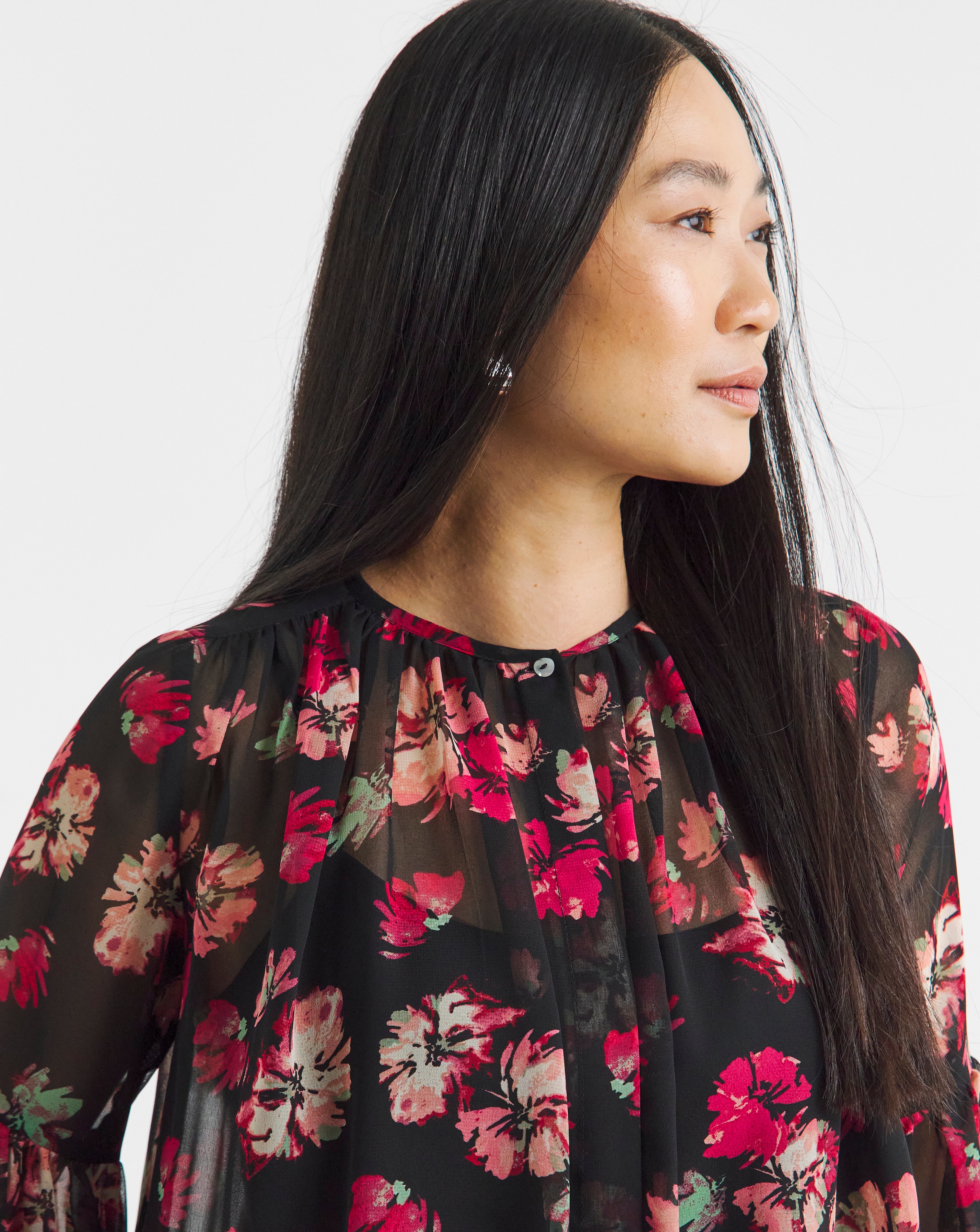 Georgette Collarless Blouse