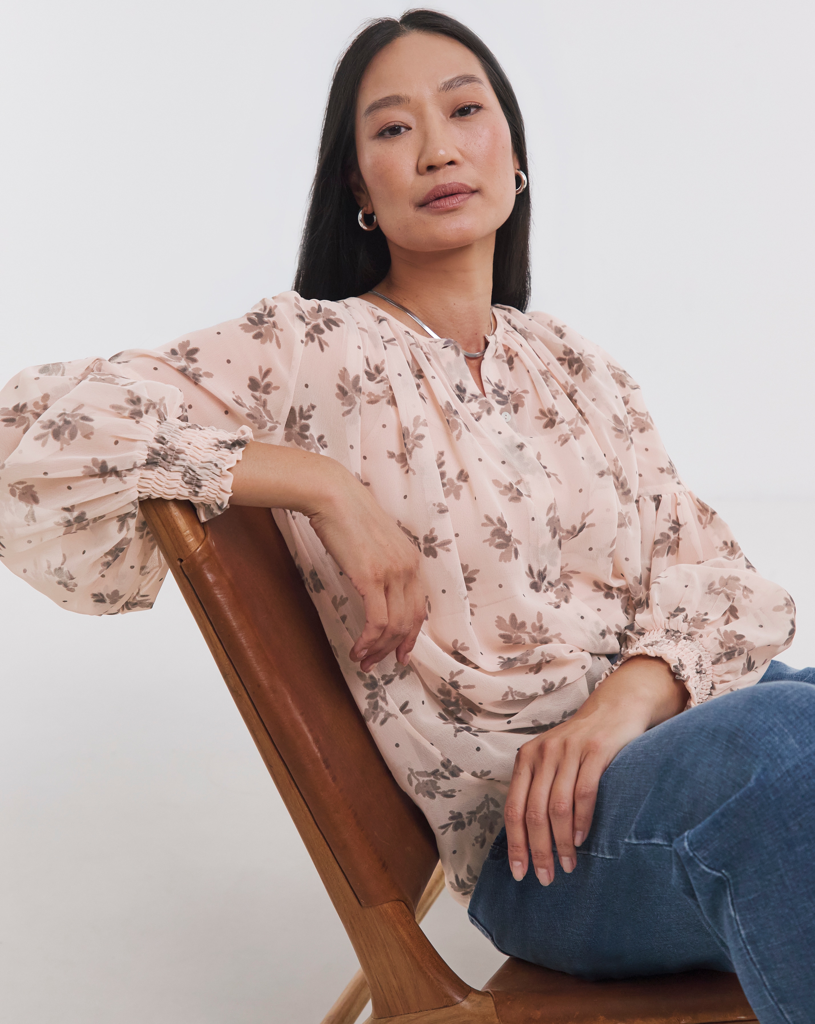 Georgette Collarless Blouse