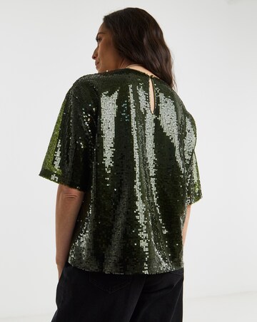 Sequin Short Sleeve Top