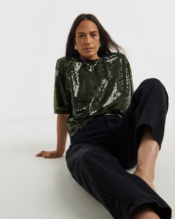 Sequin Short Sleeve Top