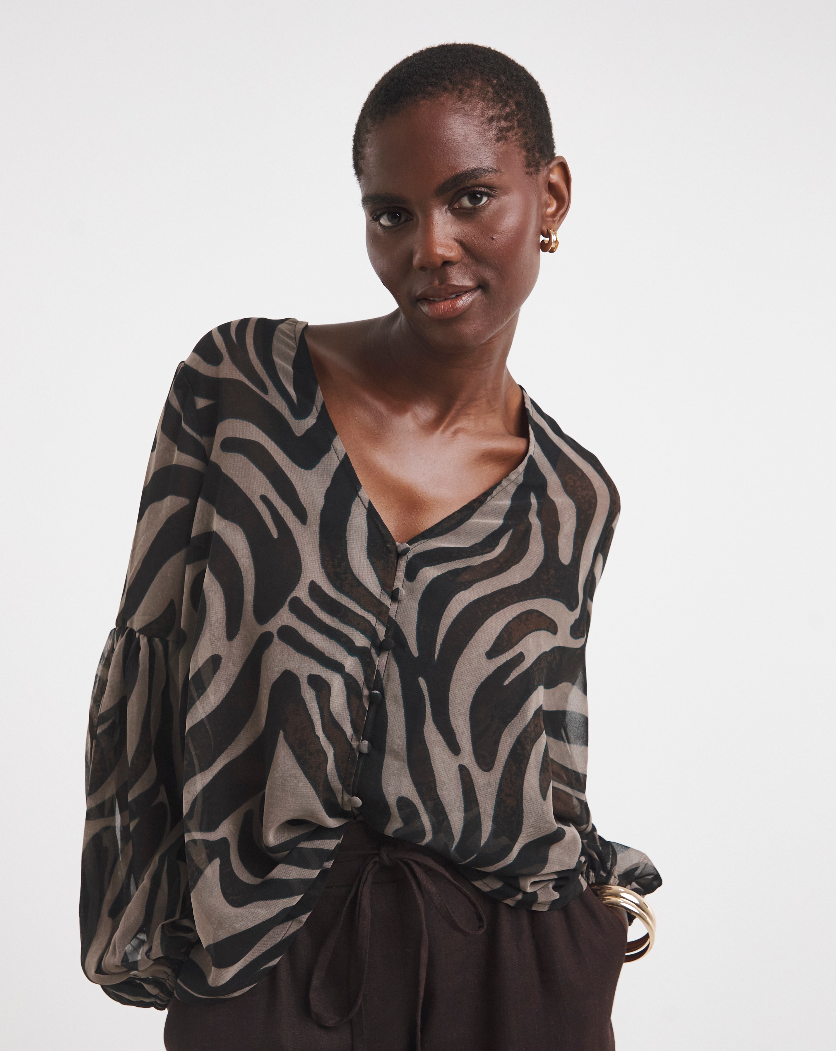 Georgette Blouson Sleeve Blouse