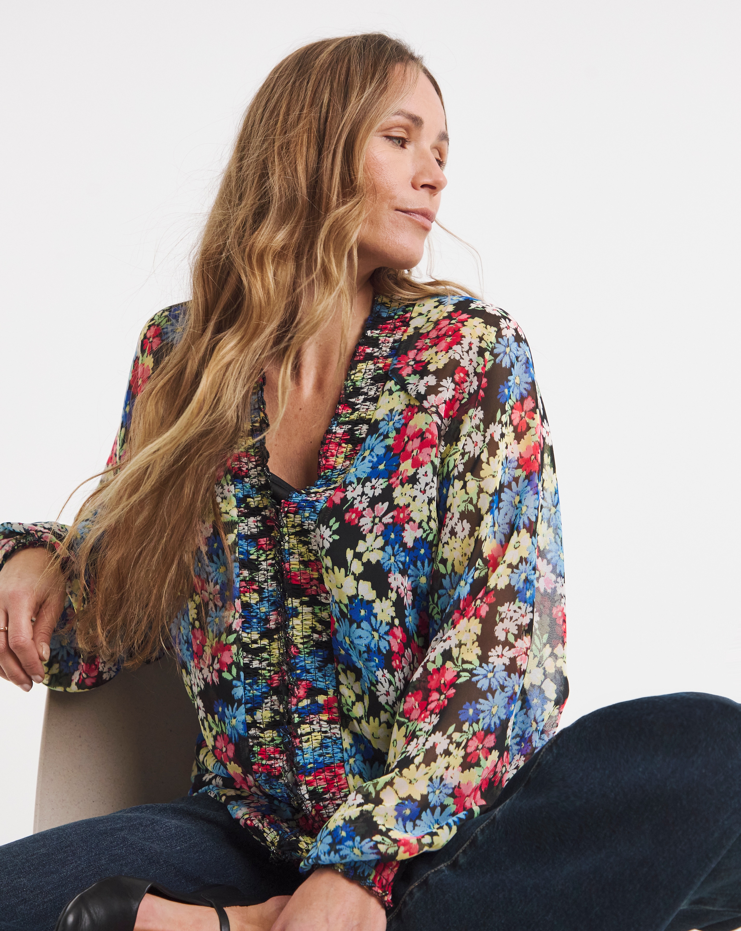 Shirring Detail Georgette Blouse