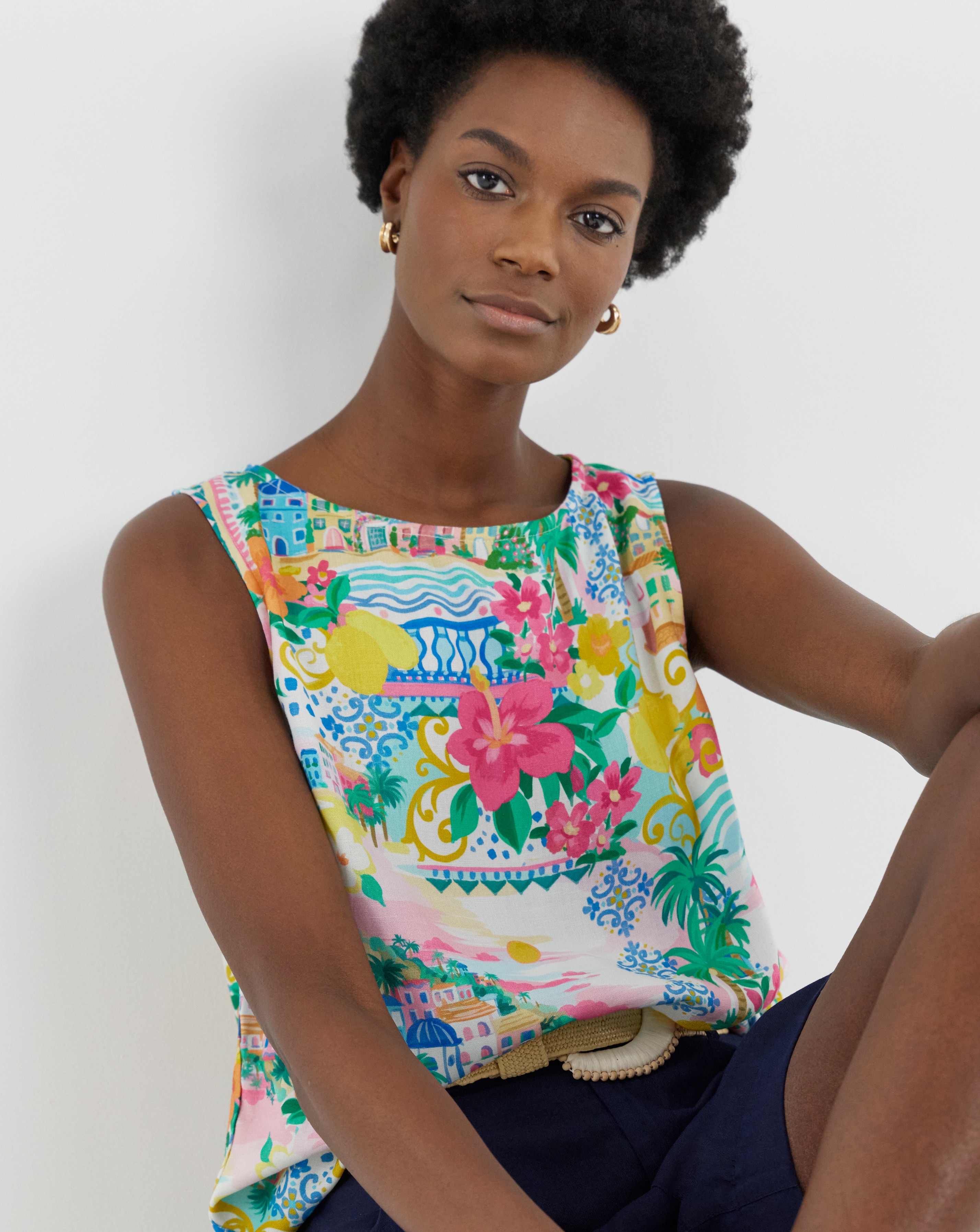 New In - Linen Mix Shell Top