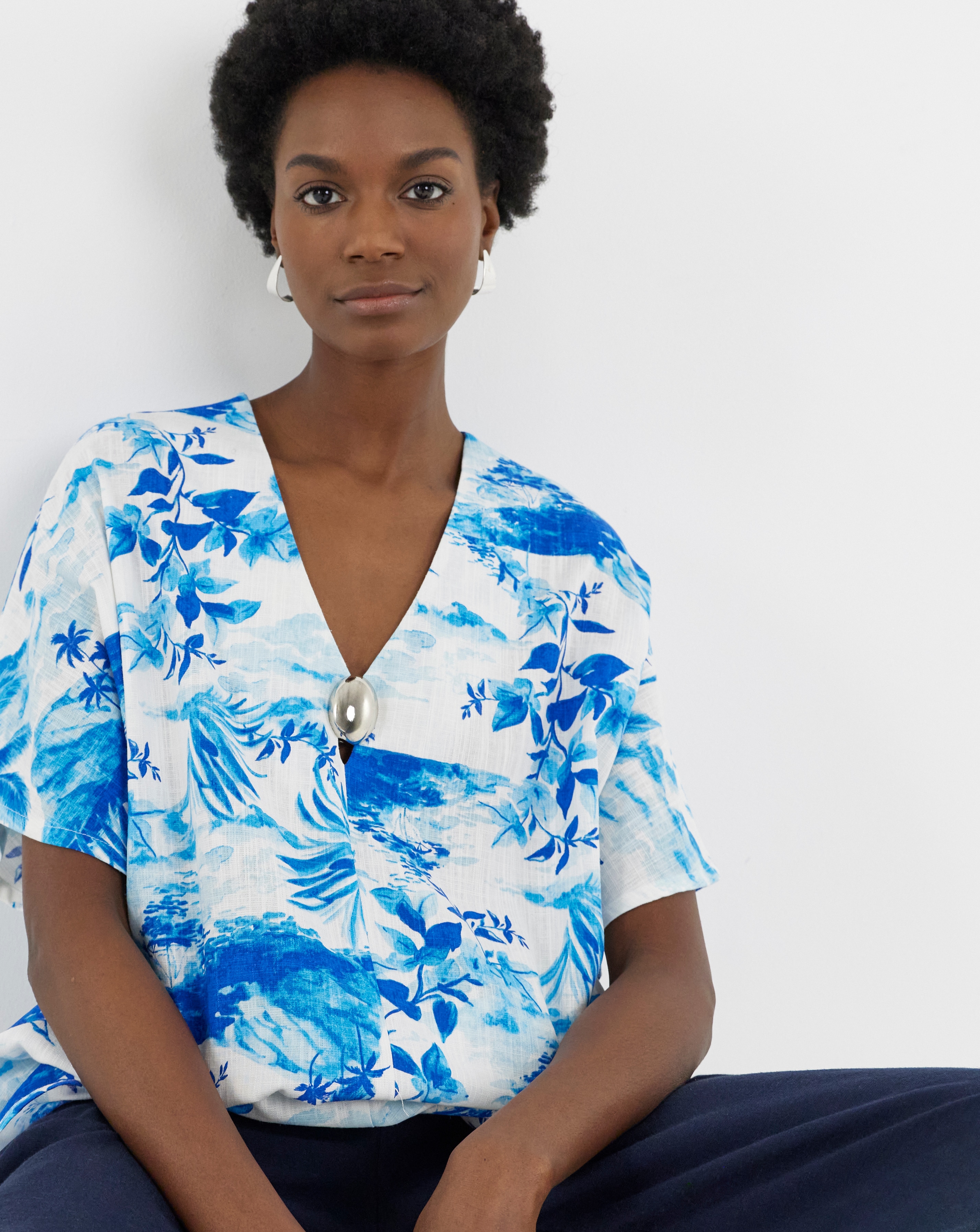 New In - Printed Linen Mix Tunic