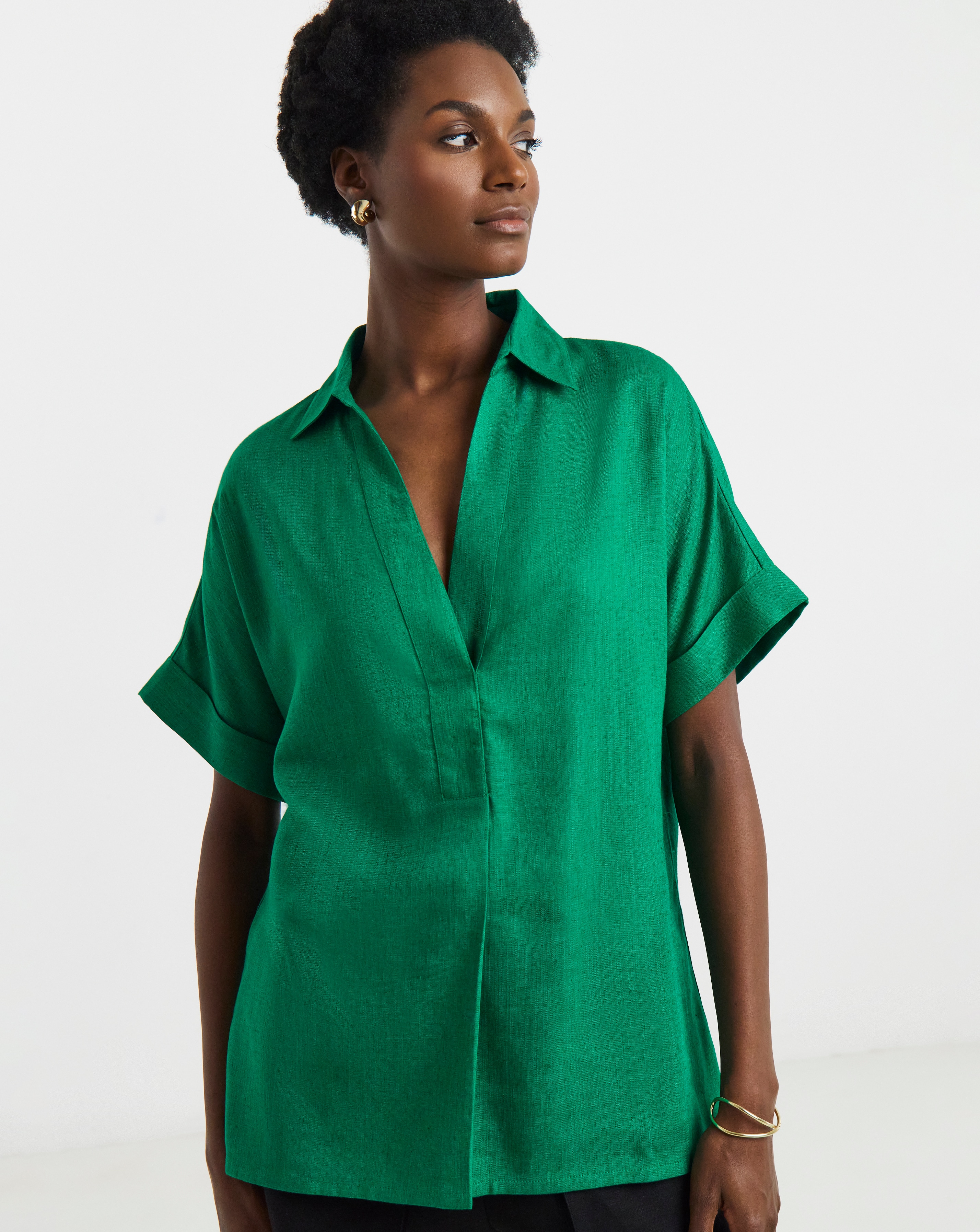 New In - Linen Mix Collared Tunic